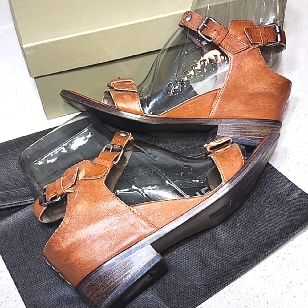 Janet & Janet Leather Women's Tan Sandals. Made In Italy. With Box And Dust Bag. - Picture 9 of 13